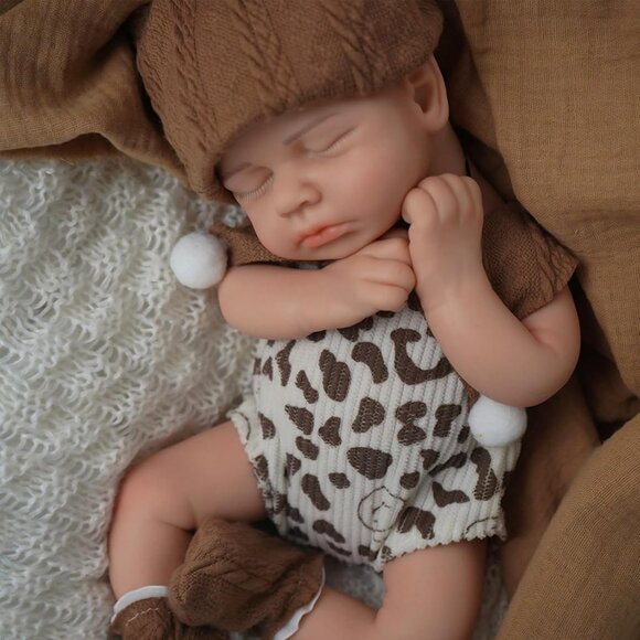 12 inch Full Silicone Newborn Baby Doll with Realistic Vein Sleeping Pose For 3+ - Picture 1 of 6